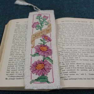 Bookmark SEPTEMBER-ASTER Hand Stitched Flower of the Month Bookmark